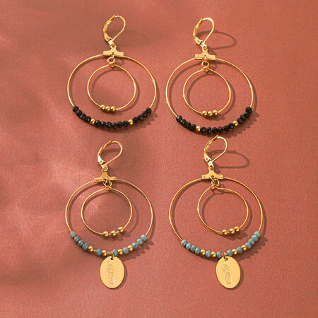 Orecchini pendenti da donna Simple Series Daily Nassel Beads Circle in acciaio inossidabile impermeabile color oro.