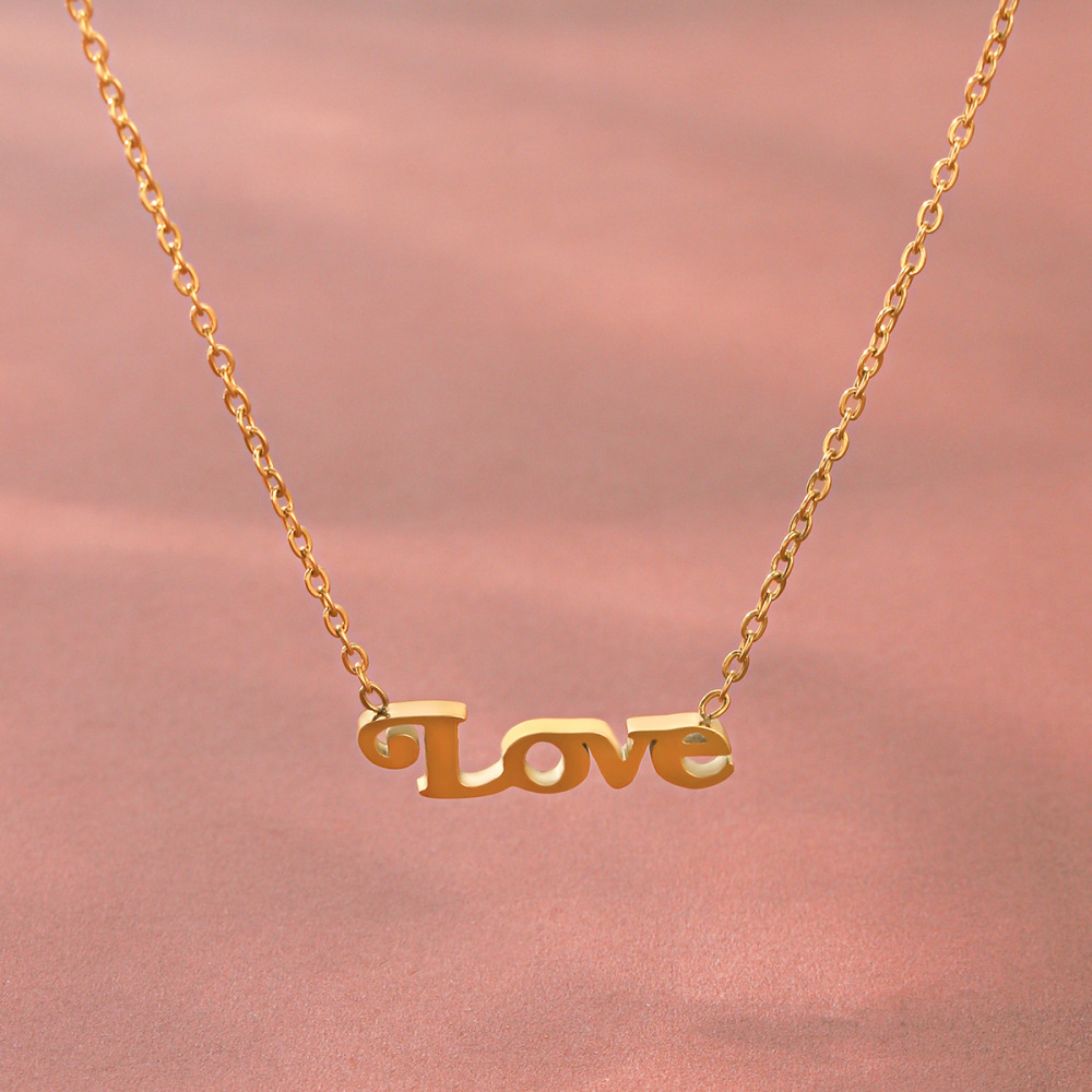 Letter Shape Stainless Steel Waterproof Gold Color Women's Pendant Necklaces Picture4