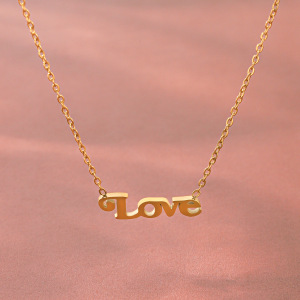 Letter Shape Stainless Steel Waterproof Gold Color Women's Pendant Necklaces h5 Picture4