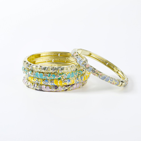 Romantic Series Retro Flower Mixed Color Butterfly Alloy Gold Color  Women's Bangles 2