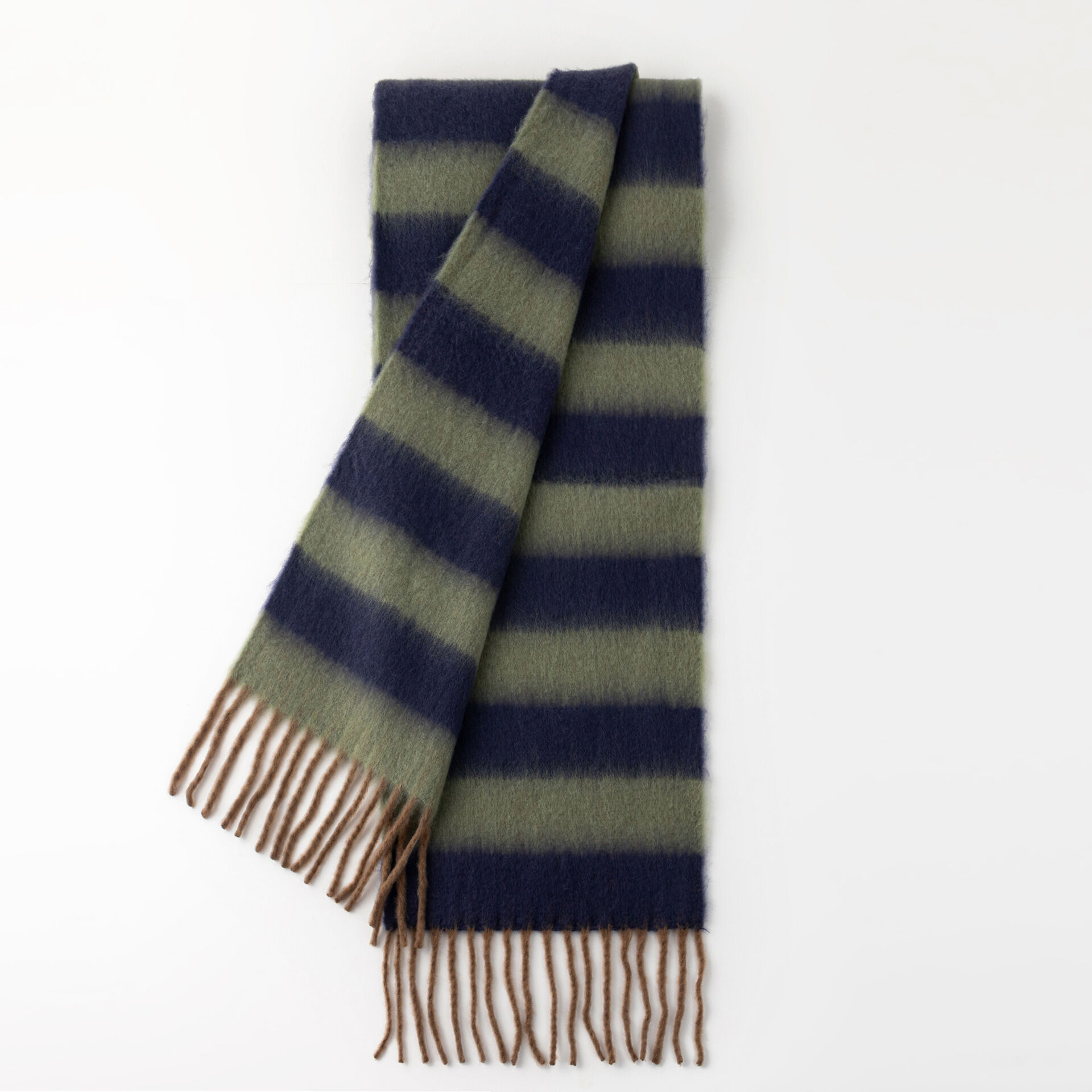 Simple Series Daily Stripe Tassel Mixed Color Polyester Winter Scarves h5 