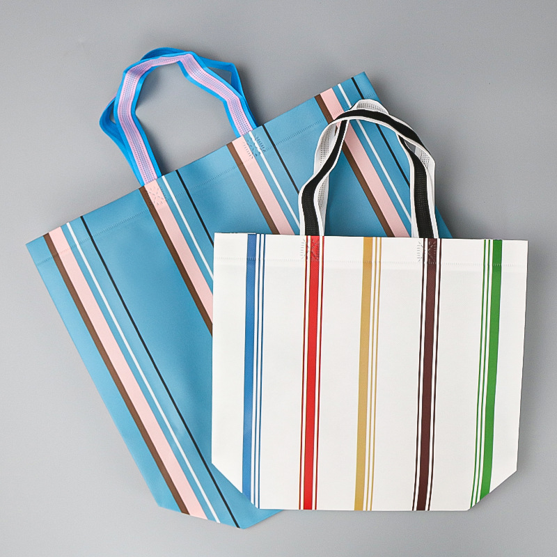 Casual Style Printed Stripe Mixed Color Woven Pp Square Shopper Bags h5Picture3