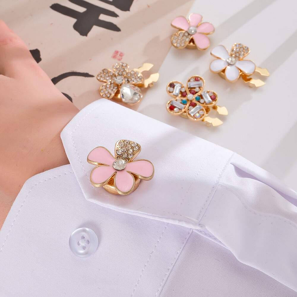 Luxurious Series Elegant Flower Mixed Color Alloy Rhinestone Cufflinks h5Picture2