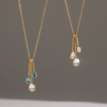 Collar con colgante sencillo de gota, de acero inoxidable, resistente al agua, color dorado y circonita, para mujer.