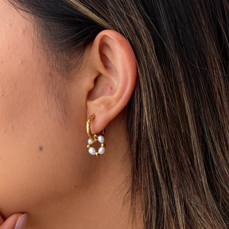 Simple Series Retro Circle Stainless Steel Waterproof Women's Beads Earrings