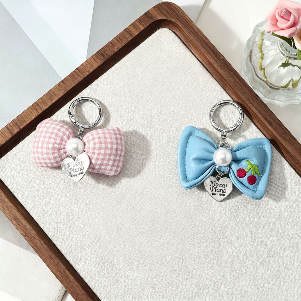 Simple Series Daily Letter Bow Knot Cherry Alloy Keychain h5Picture4