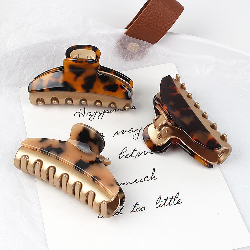 Simple Series Retro Patchwork Leopard Print Acetate Hair Claws Picture2