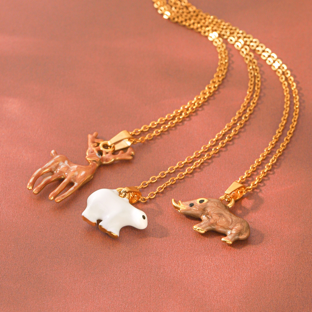 Simple Series Daily Animal Stainless Steel Waterproof   Gold Color  Women's Pendant Necklaces Picture5