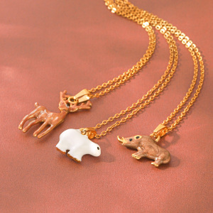 Simple Series Daily Animal Stainless Steel Waterproof   Gold Color  Women's Pendant Necklaces h5 Picture5