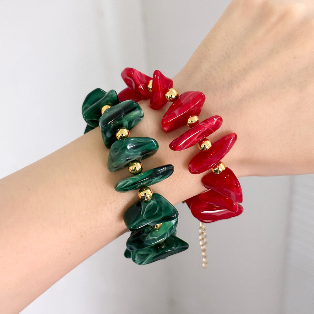 Simple Series Retro Irregular Shape Beads Resin Women's Beaded Bracelets h5Picture3