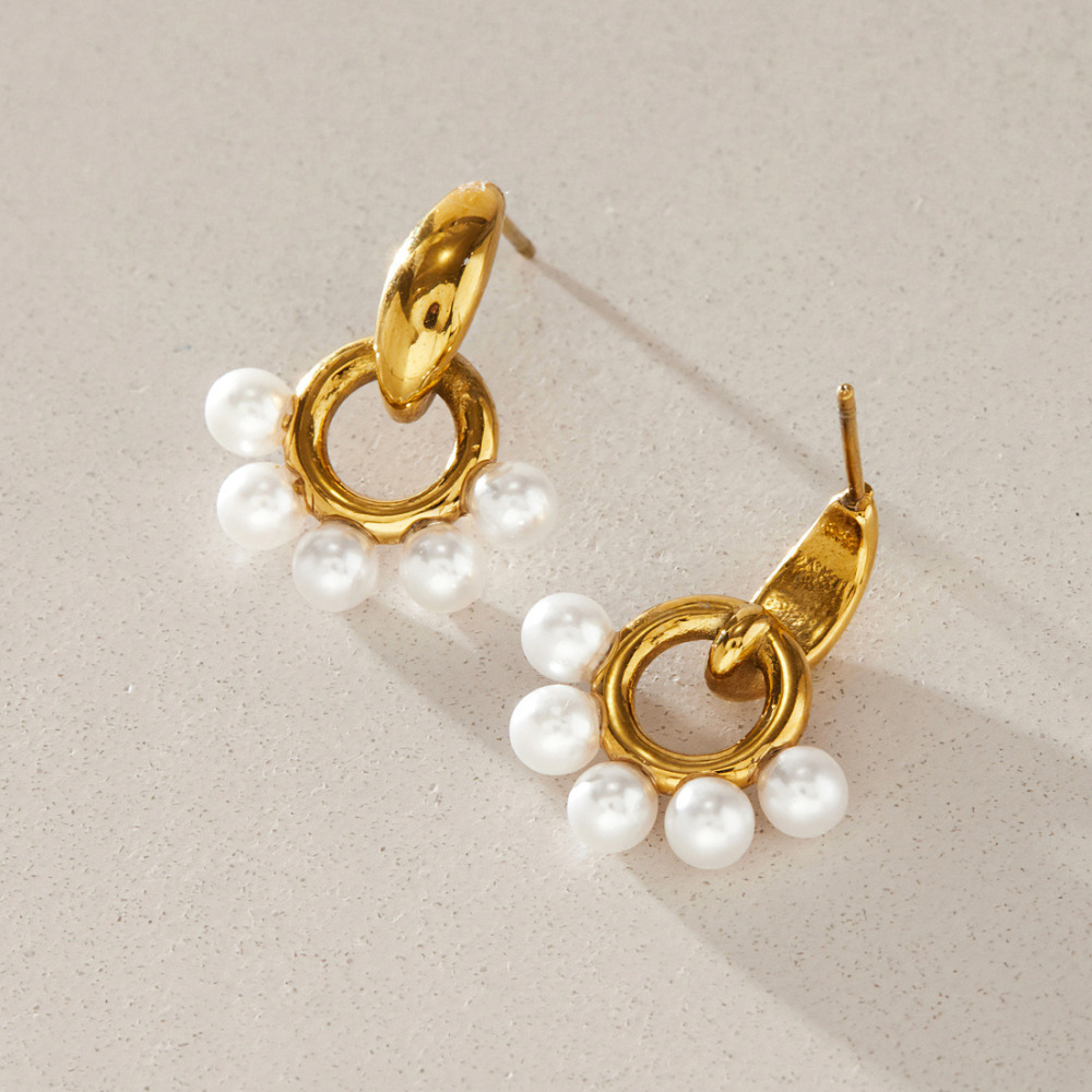 Simple Series Elegant Circle Stainless Steel Waterproof   Gold Color  Women's Stud Earrings Picture4