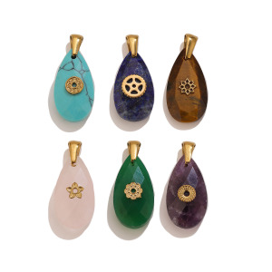 Classic Series Diy Droplet Gradient Color Natural Stones Gold Color Pendants h5 Picture5
