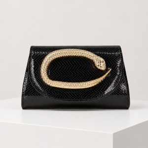 Evening Style Metal Hardware Snake Pu Women's Clutches h5