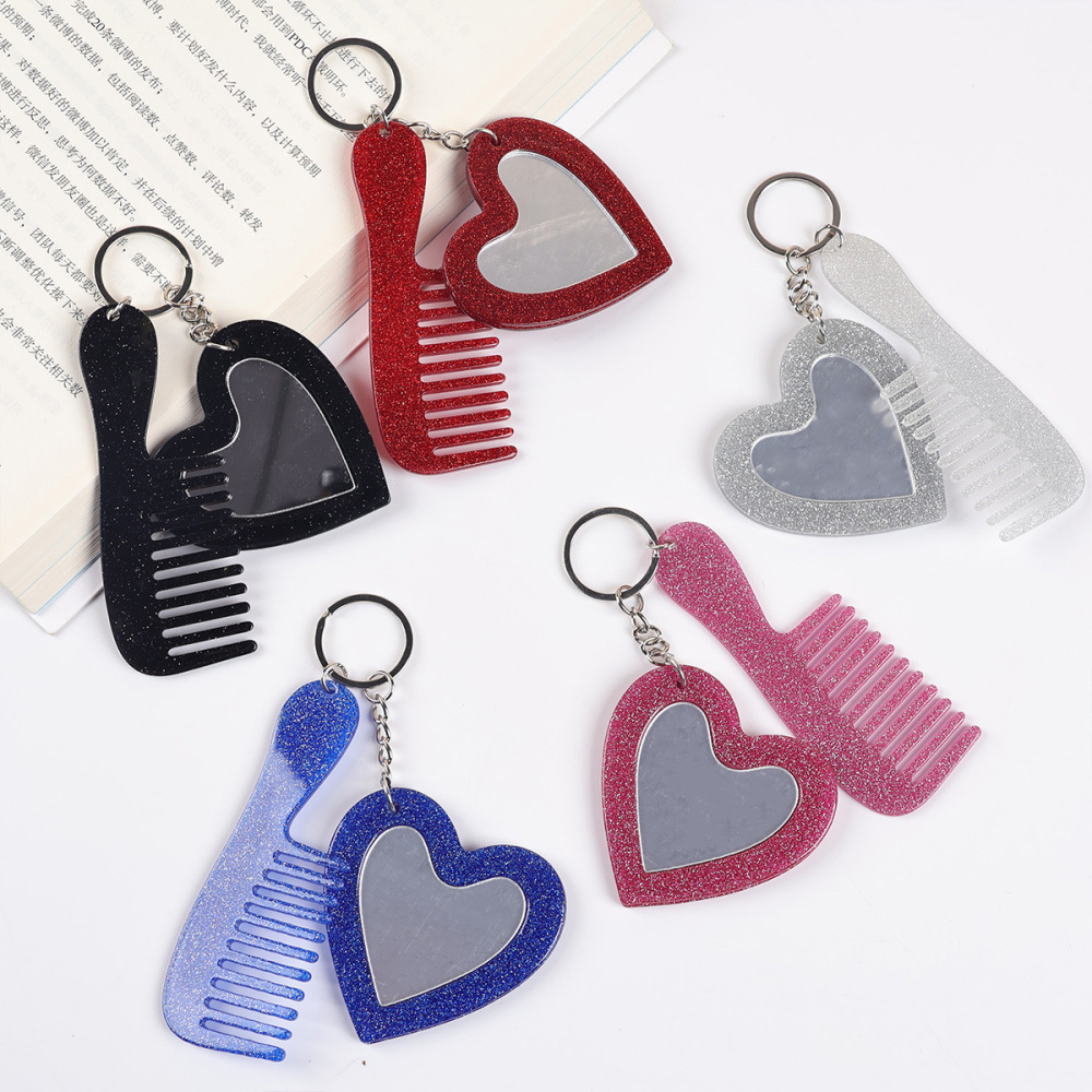 Simple Series Sweet Heart Solid Color Gradient Color Acrylic Keychain Picture3