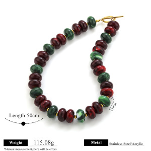Simple Series Retro Beads Mixed Color Acrylic   Gold Color  Women's Beaded Necklaces h5 