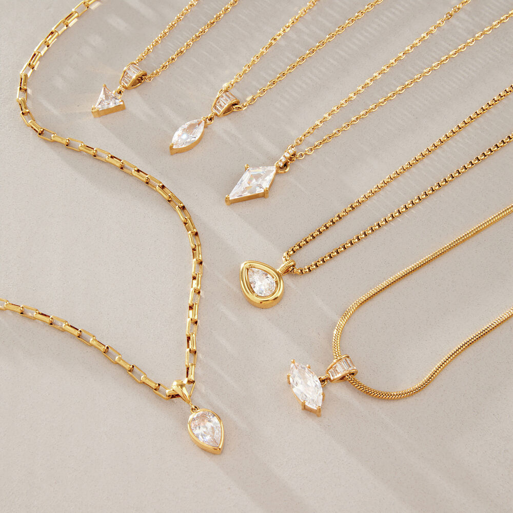 Simple Droplet Shape Stainless Steel Waterproof Gold Color Zircon Women's Pendant Necklaces Picture3