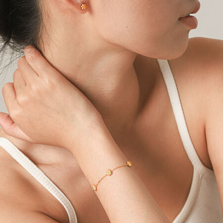 Set di gioielli da donna Simple Series Daily Flower in acciaio inossidabile impermeabile color oro.