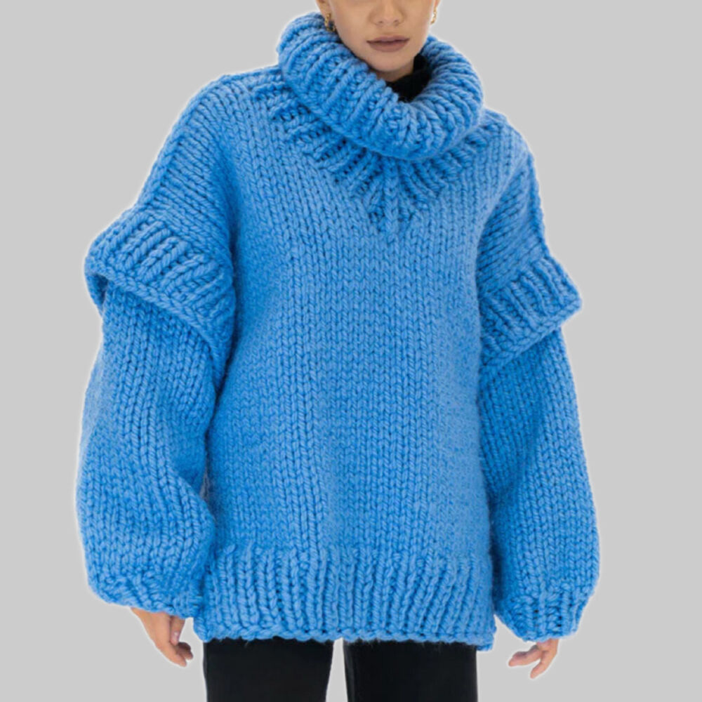 Casual Solid Color Turtleneck Loose Fit Acrylic Knitted Jumper