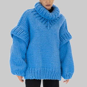 Casual Solid Color Turtleneck Loose Fit Acrylic Knitted Jumper h5