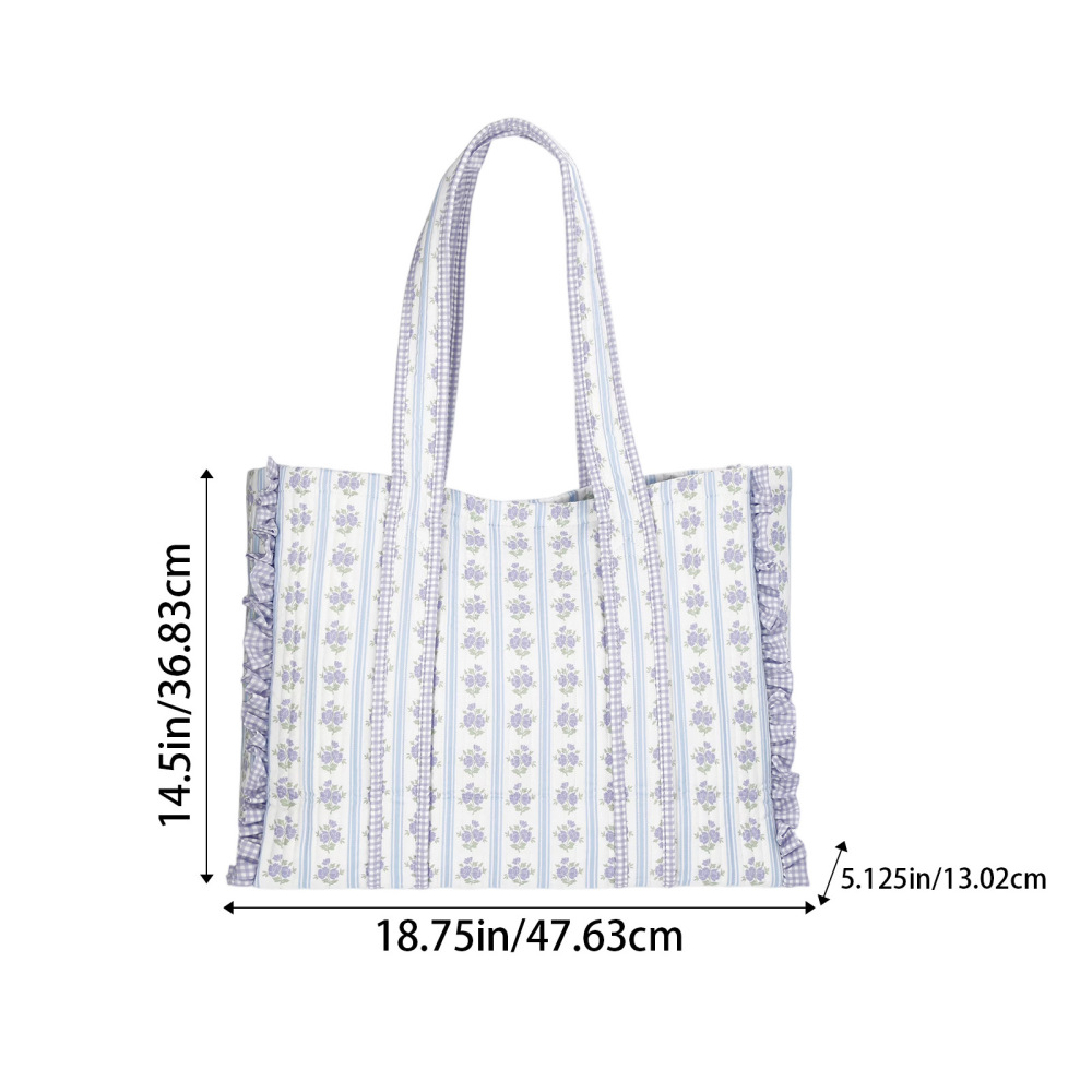 Casual Style Shirred Flower Patchwork Mixed Color Polyester Women's Square Tote Bags h5Picture5