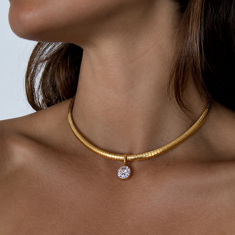 Collares Con Colgante De Gota De Circonita, Acero Inoxidable, Impermeables, Color Dorado, Para Mujer Imagen3