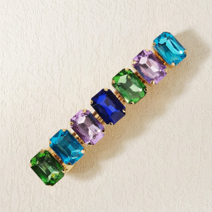 Luxurious Series Retro Mixed Color Ellipse Shape Geometric Shape Alloy Rhinestone Hair Clips h5 Picture4
