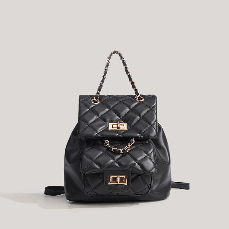 Casual Stijl, Gewatteerde Stiksels, Metalen Details, Effen Kleur, Premium Kwaliteit Pu Damesrugzak h5 