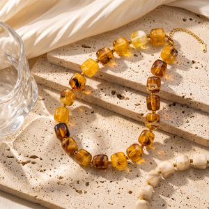 Simple Series Retro Beads Gradient Color Geometric Shape Acrylic   Gold Color  Women's Beaded Necklaces h5 Picture3