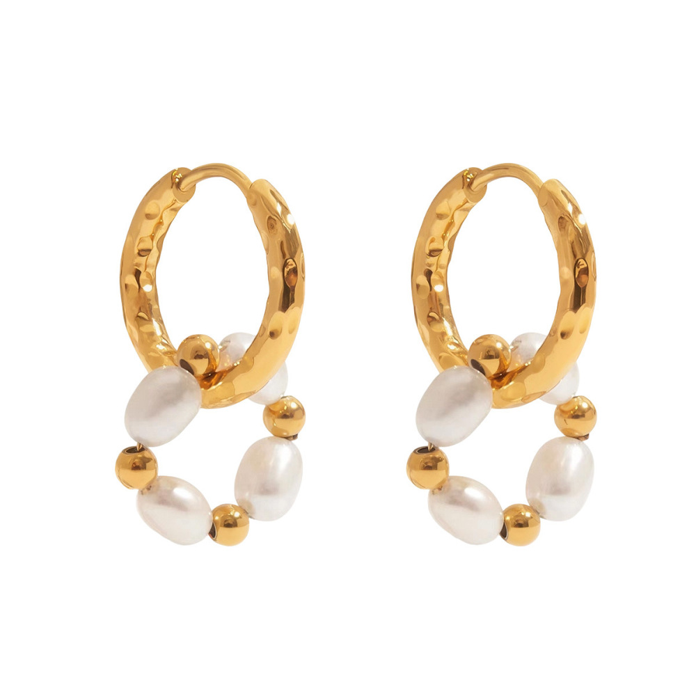 Simple Series Retro Circle Stainless Steel Waterproof Women's Beads Earrings Picture5