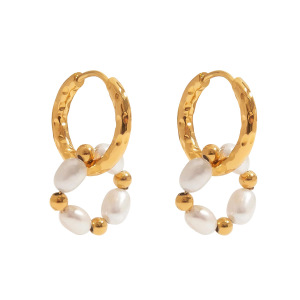 Simple Series Retro Circle Stainless Steel Waterproof Women's Beads Earrings h5 Picture5
