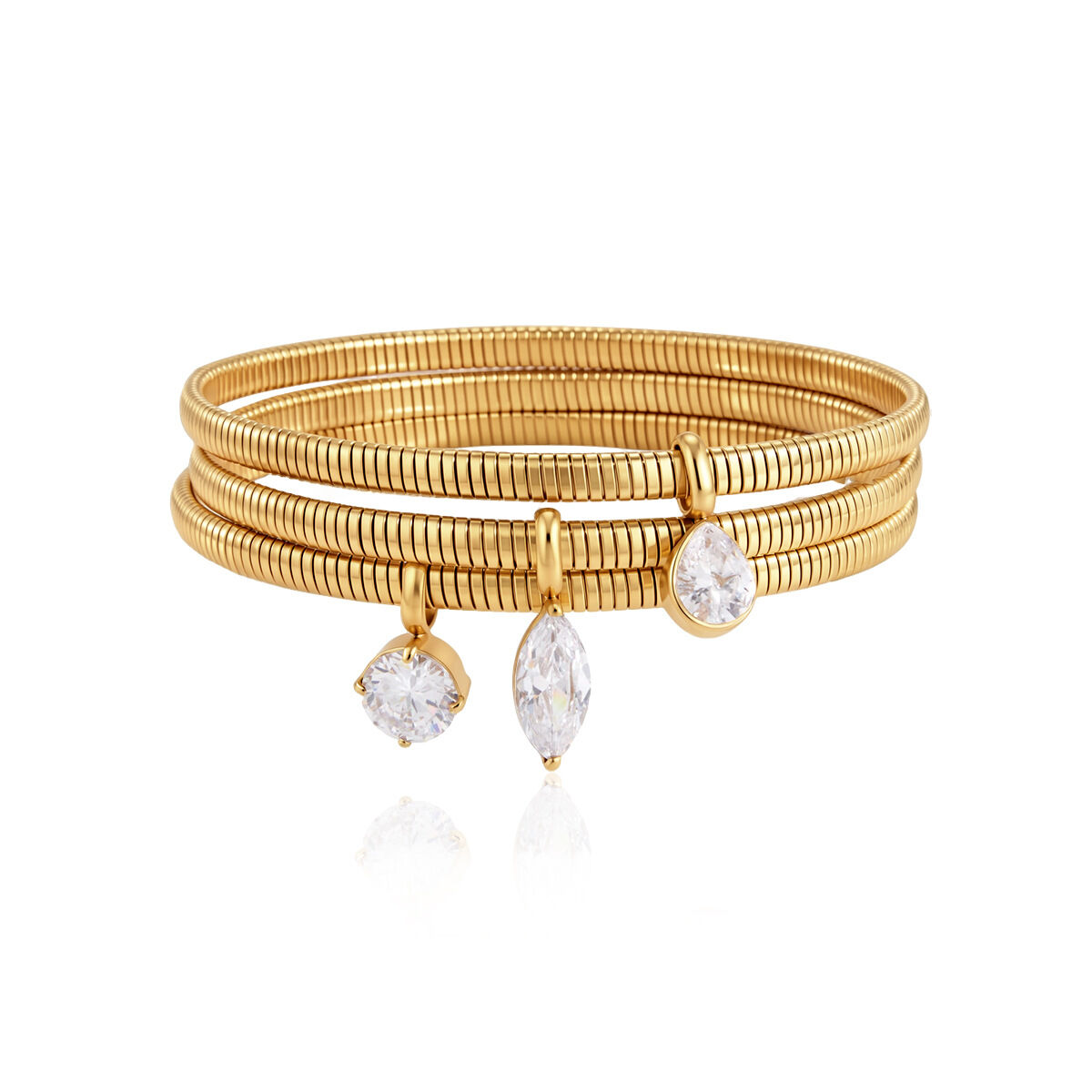 Simple Droplet Stainless Steel Waterproof Gold Color Women's Charm Bracelets Picture5