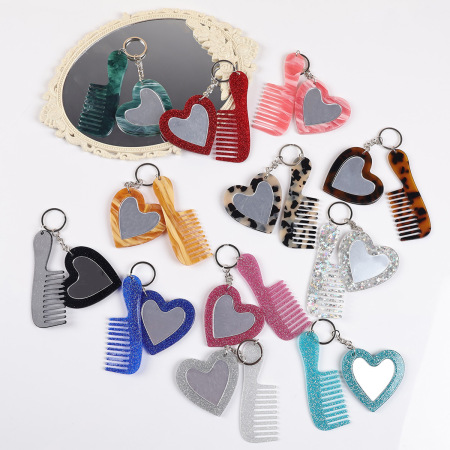 Simple Series Sweet Heart Solid Color Gradient Color Acrylic Keychain 2