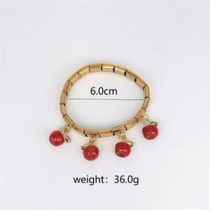 Luxurious Series Retro Fruit Patchwork Cherry Chili Stainless Steel Waterproof Gold Color Women's Bangles h5