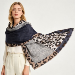 Simple Series Retro Leopard Print Mixed Color Polyester Winter Scarves h5 Picture5