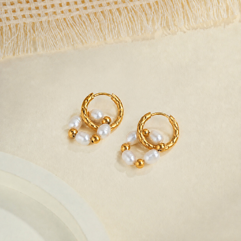 Simple Series Retro Circle Stainless Steel Waterproof Women's Beads Earrings Picture3