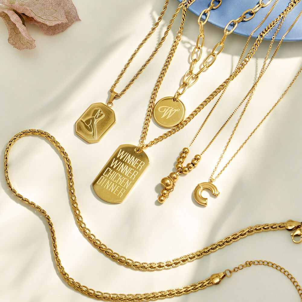 Collares Con Colgante Para Mujer De La Serie Simple, Rectangular, De Acero Inoxidable, Resistente Al Agua Y Color Dorado. h5Imagen2
