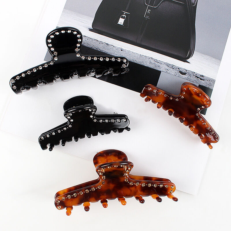 Simple Series Retro Haarclips met Luipaardprint van Acetaat en Strass-steentjes 2