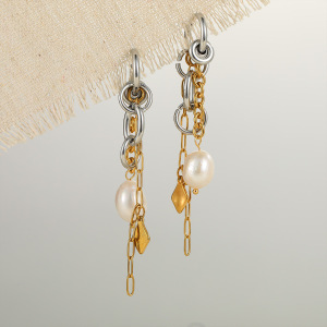 Simple Series Elegant Tassel Ellipse Shape Geometric Shape Stainless Steel Waterproof Women's Drop Earrings h5 Picture4