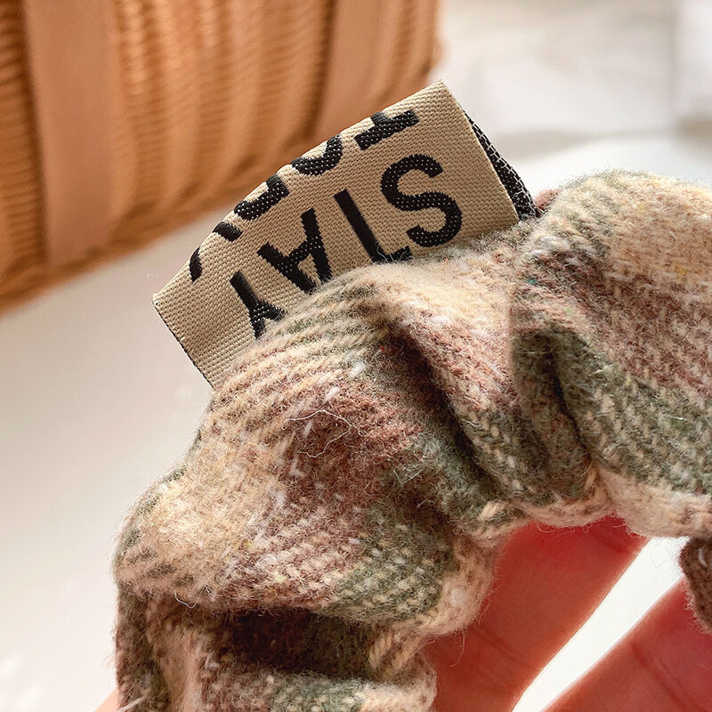 Simple Series Daily Solid Color Plaid Polyester Scrunchies h5Picture3