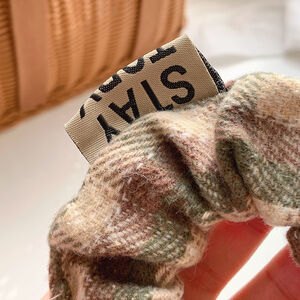 Simple Series Daily Solid Color Plaid Polyester Scrunchies h5 Picture3