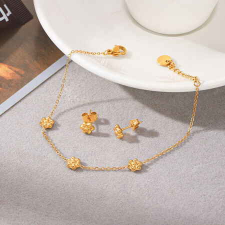 Set di gioielli da donna Simple Series Daily Flower in acciaio inossidabile impermeabile color oro. 2