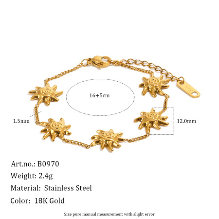 Simple Series Retro Sun Chain Stainless Steel Waterproof   Gold Color  Women's Jewelry Sets