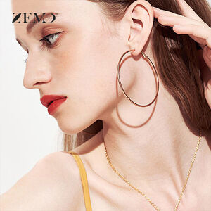 Pendientes De Aro Para Mujer Simple Series Daily Circle De Acero Inoxidable, Resistentes Al Agua Y Color Dorado. h5 Imagen2
