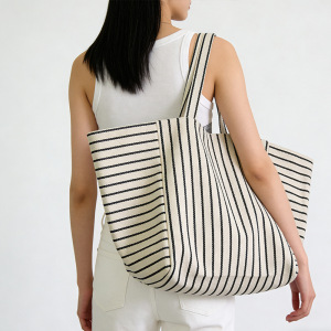 Casual Style None Stripe Canvas Women's Tote Bag Shoulder Bags h5 Picture3