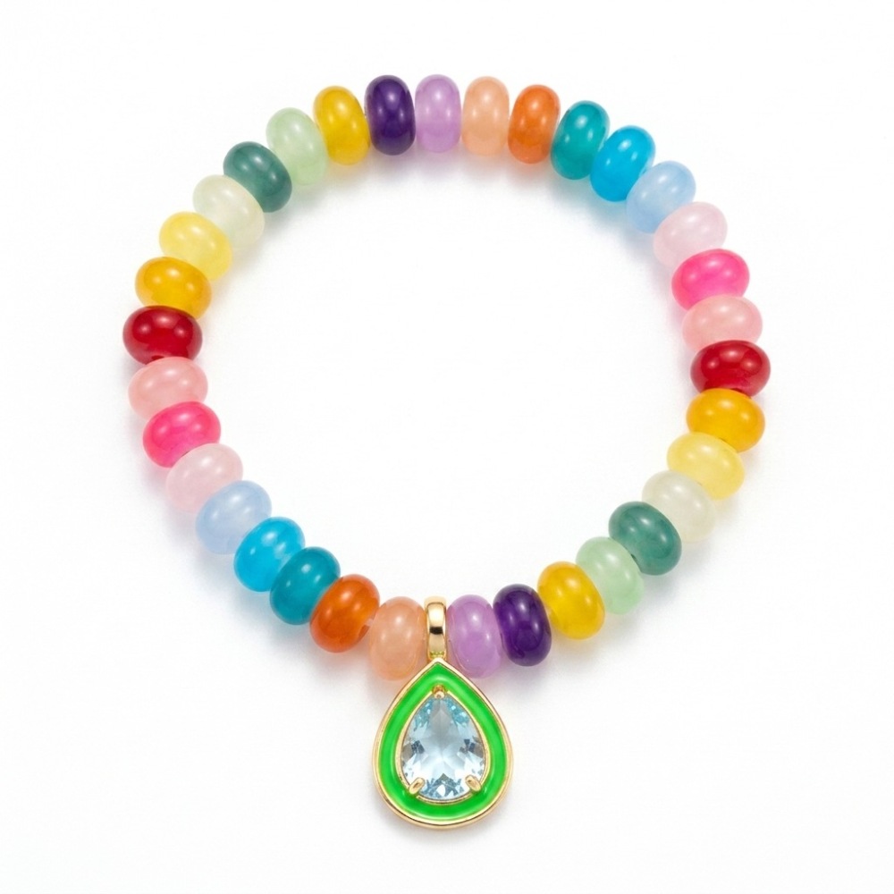 Braccialetti Da Donna Rettangolari In Resina Della Serie Romantic Series Sweet Droplet Beads, Colori Misti. 