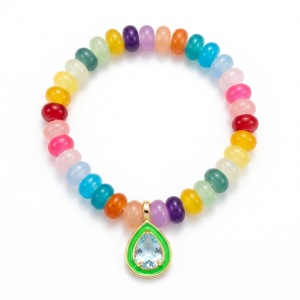 Braccialetti Da Donna Rettangolari In Resina Della Serie Romantic Series Sweet Droplet Beads, Colori Misti. h5 