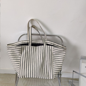 Casual Style None Stripe Canvas Women's Tote Bag Shoulder Bags h5 Picture5