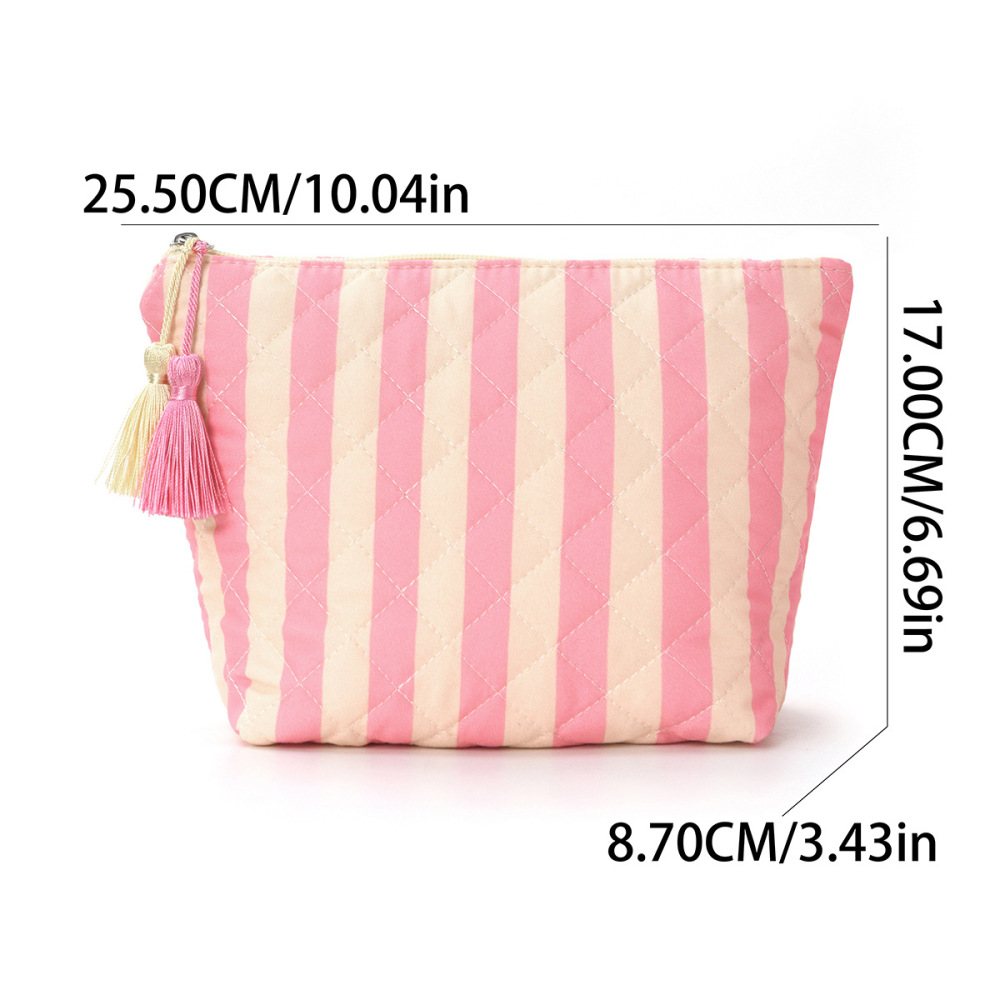 Simple Series Daily Stripe Tassel Mixed Color Polyester Makeup Bags Picture4