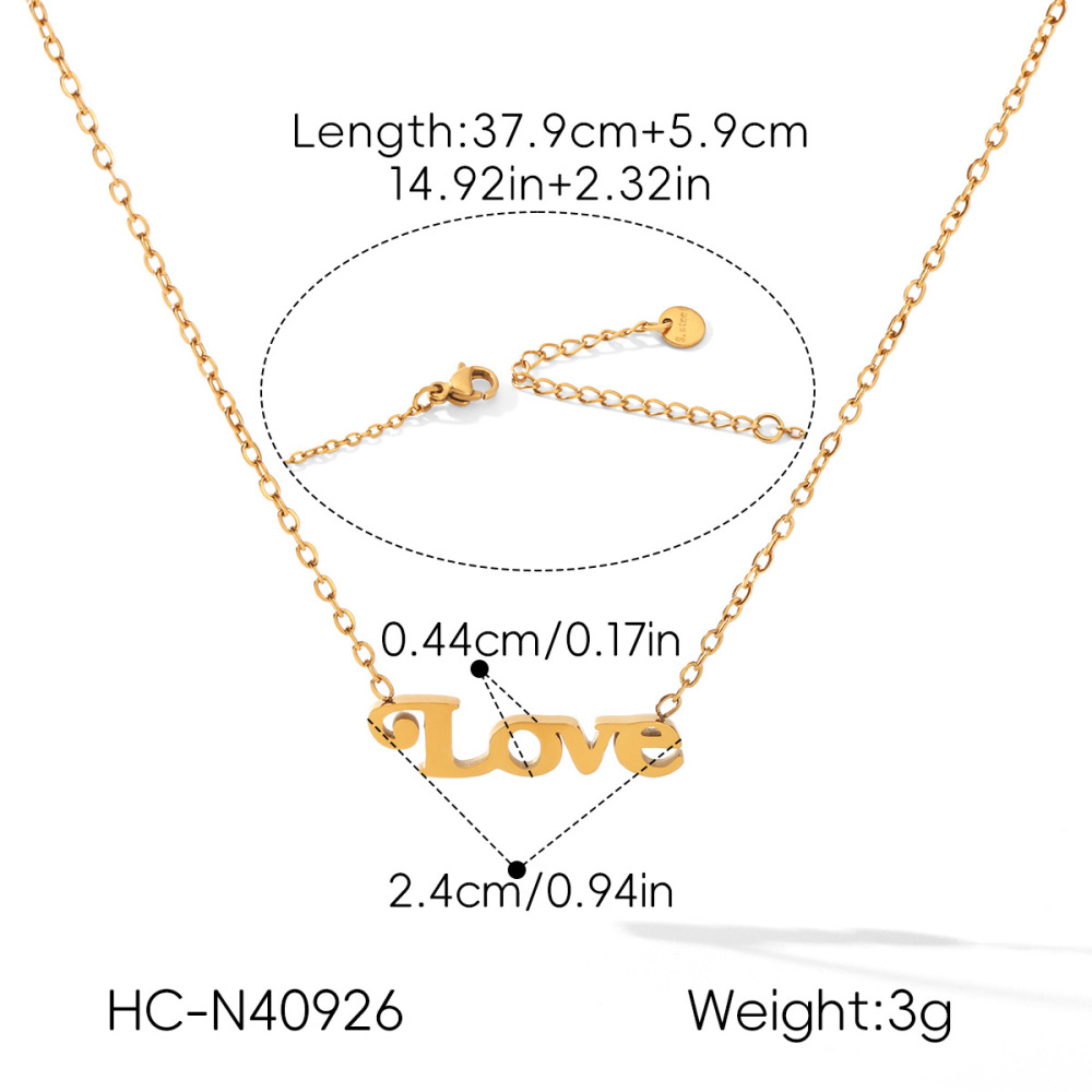 Letter Shape Stainless Steel Waterproof Gold Color Women's Pendant Necklaces Picture2