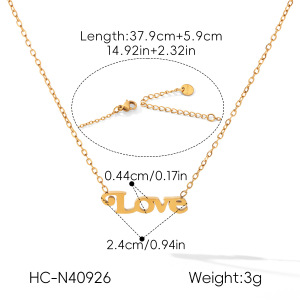 Letter Shape Stainless Steel Waterproof Gold Color Women's Pendant Necklaces h5 Picture2